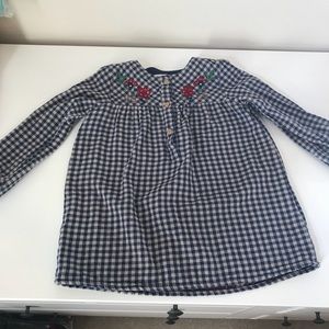 Zara Gingham Blue Dress with Floral Design